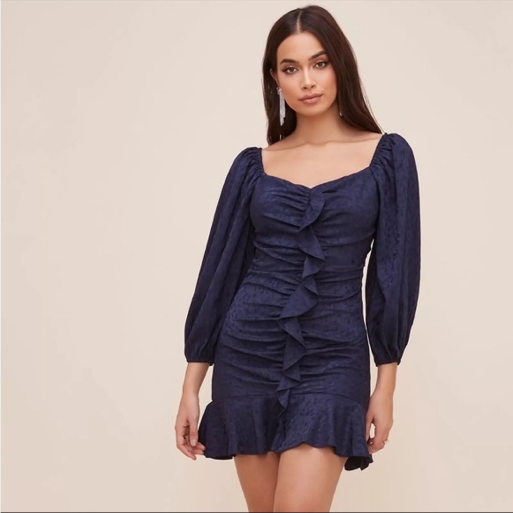 ASTR | NWT Sweetheart Navy Ruffle Mini Dress